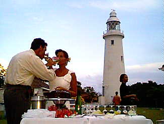 Marita and Stefan from K&ouml;ln at the Lighthouse after their wedding in Negril Jamaica