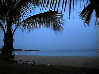 Moon and Beach in Negril, Jamaica