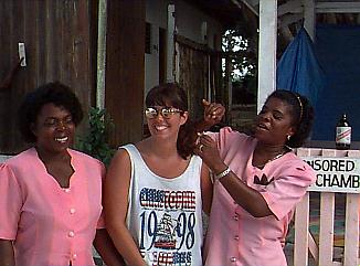 Myrna, Laura and Rose near Poinciana in Negril, Jamaica