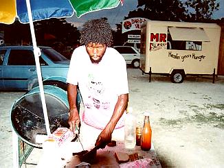Roadside Jerk Chicken in Negril, Jamaica