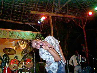 Scot Colin at Mariner's Inn Karaoke Night on the cliffs in Negril Jamaica