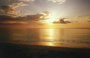 Sunset from the beach in Negril Jamaica